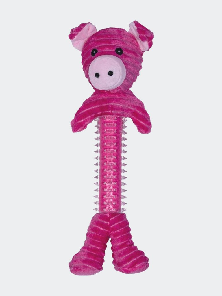 Skinny Scrawny Pig Corduroy Squeaking Dog Toy - Deep Pink