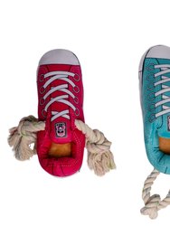 Squeaking Comfort Plush Sneaker Dog Toy Set - Pink/Blue - Pink/Blue