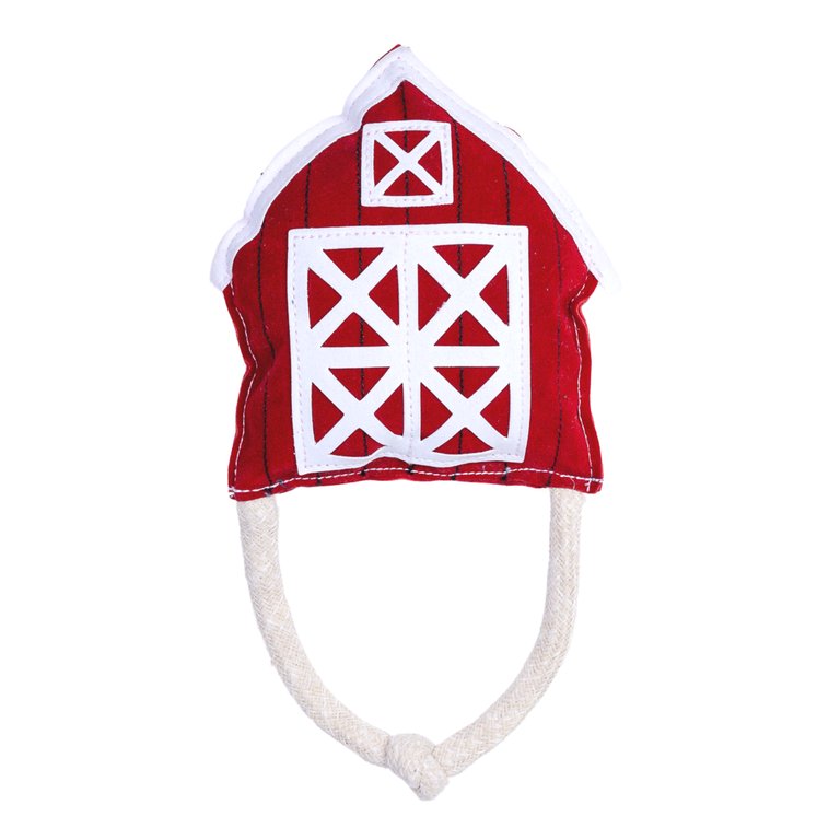Vegan Leather Red Barn Eco Friendly Dog Chew Toy - Red