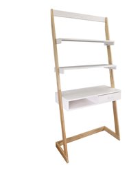 Freestanding Ladder Desk With Drawer - Natural Maple/White