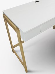 Neorustic Smart Desk With USB Ports, Solid American Maple Legs