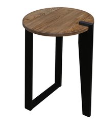 Sundial Contemporary Round End Table - Forest Gray Top/Black Legs