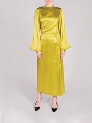 Button Down Tina Column Skirt - Chartreuse
