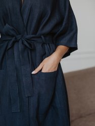 Linen Bathrobe Midnight