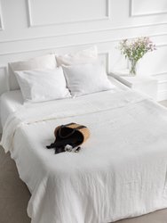 Linen bedding set in White - White