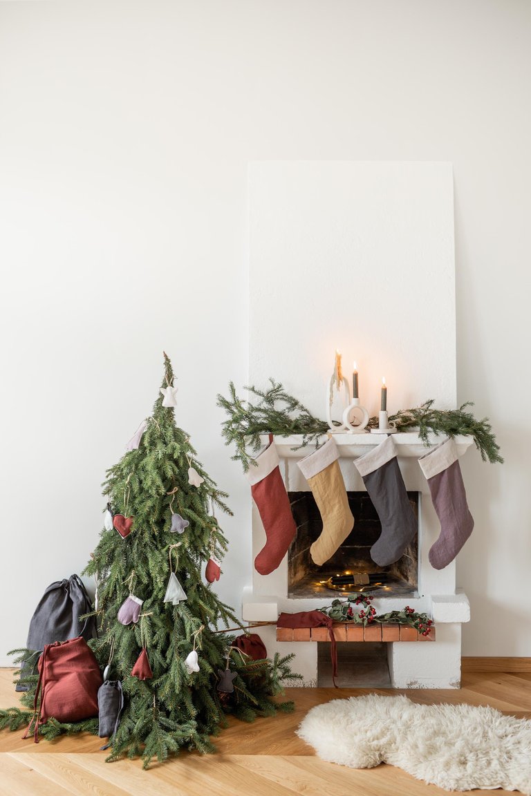 Linen Christmas Stocking