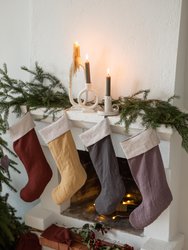 Linen Christmas Stocking - Dusty Rose