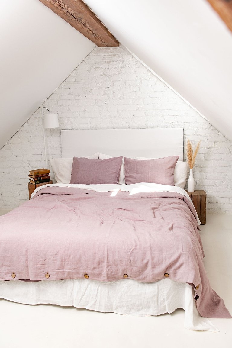 Linen duvet cover in Dusty Rose