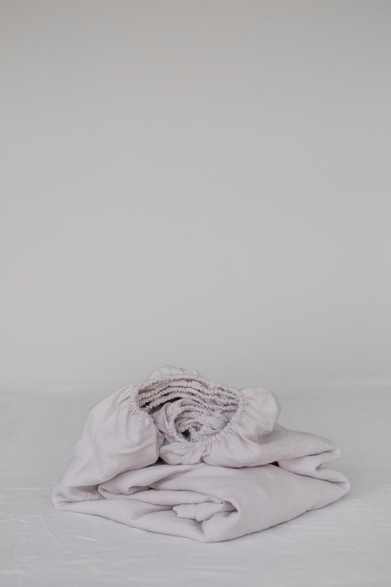 Linen fitted sheet in Cream - Cream