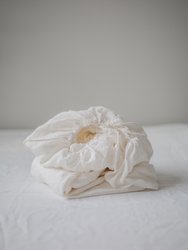 Linen fitted sheet in White