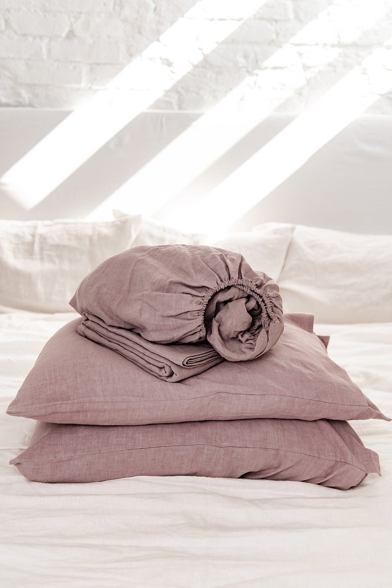 Linen sheets set in Rosy Brown - Rosy Brown