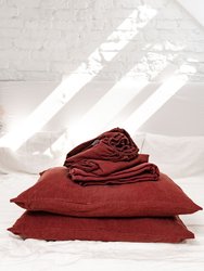 Linen sheets set in Terracotta - Terracotta