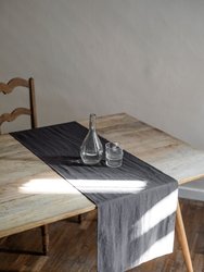 Linen table runner in Charcoal - Charcoal