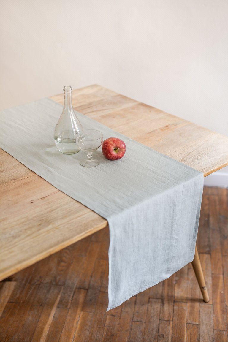 Linen table runner in Sage Green - Sage Green