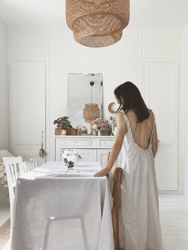 Linen tablecloth in Cream - Cream