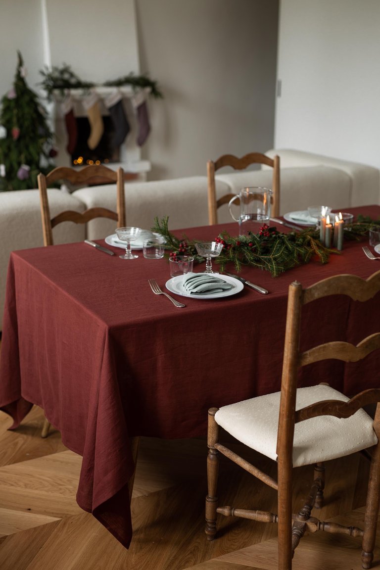 Linen tablecloth in Terracotta - Terracotta