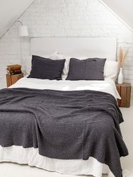 Linen waffle bed throw in Charcoal