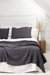 Linen waffle bed throw in Charcoal - Charcoal