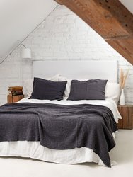 Linen waffle bed throw in Charcoal