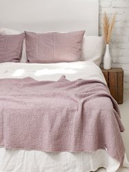 Linen waffle bed throw in Dusty Rose