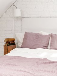 Linen waffle bed throw in Dusty Rose - Dusty Rose