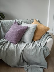 Linen waffle bed throw in Sage Green