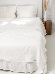 Linen waffle bed throw in White - White