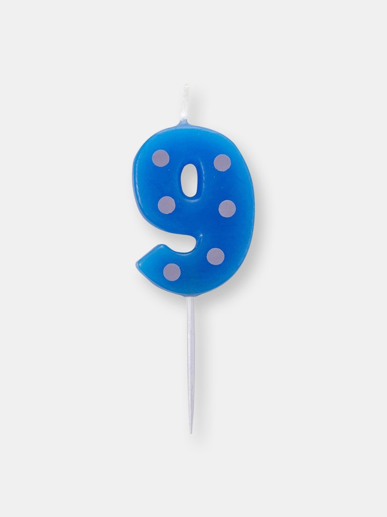 Amscan Number Candle - 9 - Blue/White