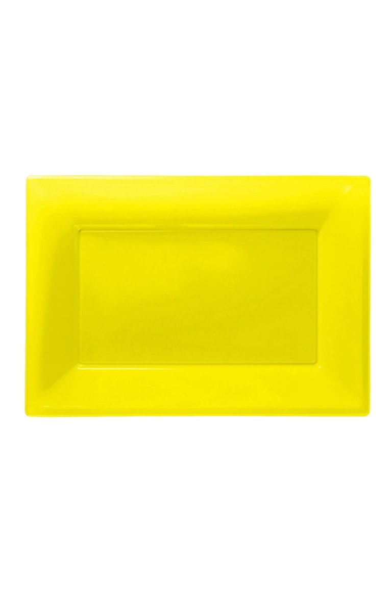 Amscan Plastic Rectangular Party Platters (Pack Of 3) (Sunshine Yellow) (One Size) - Sunshine Yellow