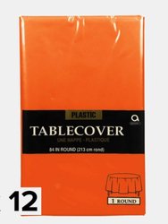 Amscan Round Plastic Tablecover (Pack Of 12) (Orange Peel) (84 Inch)