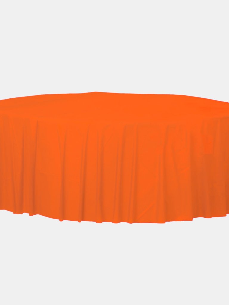 Amscan Round Plastic Tablecover (Pack Of 12) (Orange Peel) (84 Inch) - Orange Peel