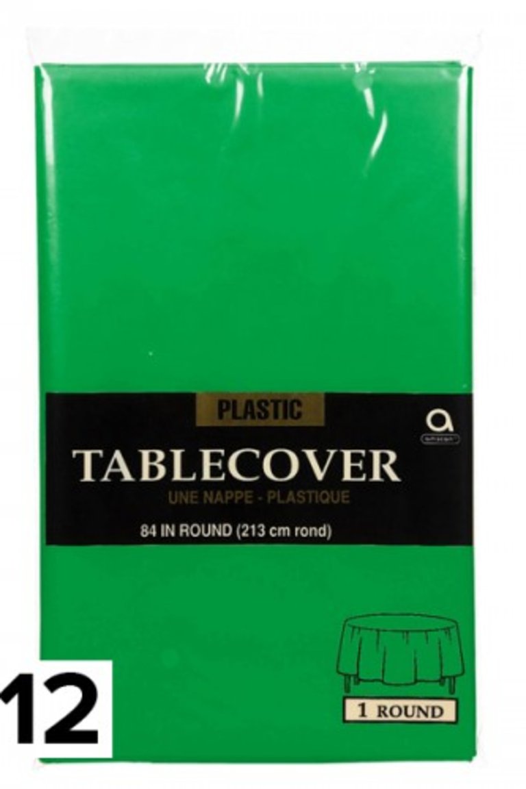 Round Plastic Tablecover, Pack Of 12 - Festive Green