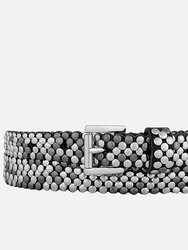 20012 Marij | Skinny Studded Leather Belt - Silver