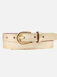 20018 Eva Women's Metallic Leather Belt - Gold