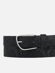 30602 Carli | Silver Black Snake Leather Belt - Black Silver