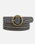35056 Soraya, Studded Leather Belt With Gold Round Buckle - Grey