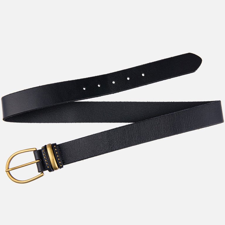 35068 Norine Classic Leather Belt With Adorned Metal Keeper