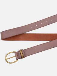 35068 Norine Classic Leather Belt With Adorned Metal Keeper