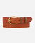 35069 Pieta Classic Leather Belt With Metal Keeper - Cognac