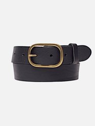 35075 Marin Statement Buckle Leather Belt - Black