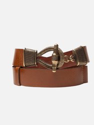 35505 Mika Women's Anchor Buckle Belt - Cognac