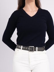 40029 Ezra | Studded Black Leather Belt With Square Buckle