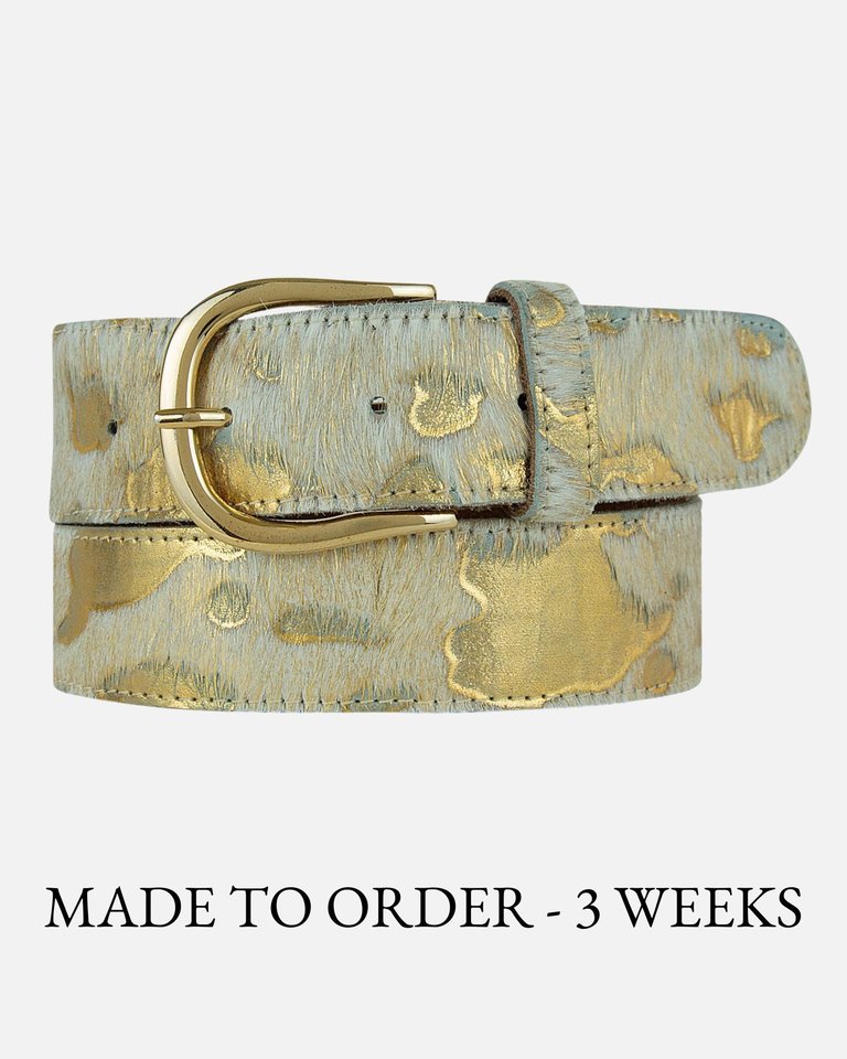 40600 Dakota | Women's Leather Fashion Belt | Metallic Calf Hair - Gold