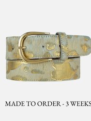 40600 Dakota | Women's Leather Fashion Belt | Metallic Calf Hair - Gold