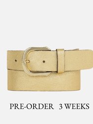 40603 Dana | Metallic Iguana Textured Leather Belt - Gold