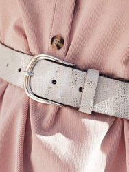 40604 Ela | Metallic Silver White Leather Belt