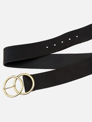 50005 Ginette | Women's Wide Leather Belt | Double Ring Buckle