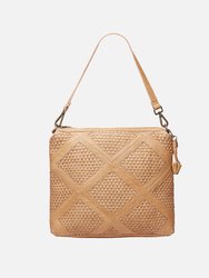 6031 Middel | Bohemian Leather Crossbody Bag - Sand