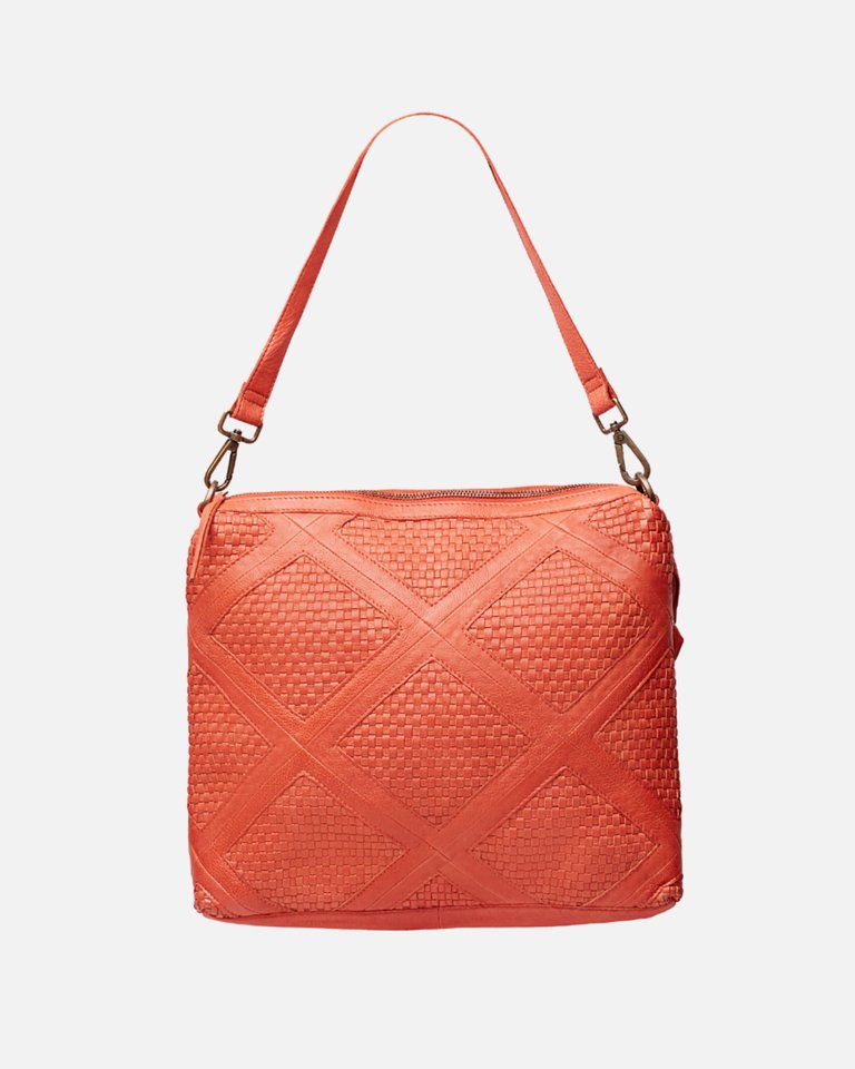 6031 Middel | Bohemian Leather Crossbody Bag - Orange