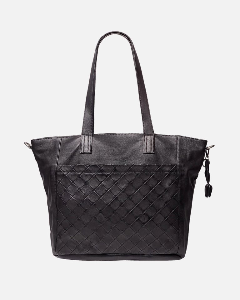 6036 Muskens Unisex Large Leather Tote Bag - Black